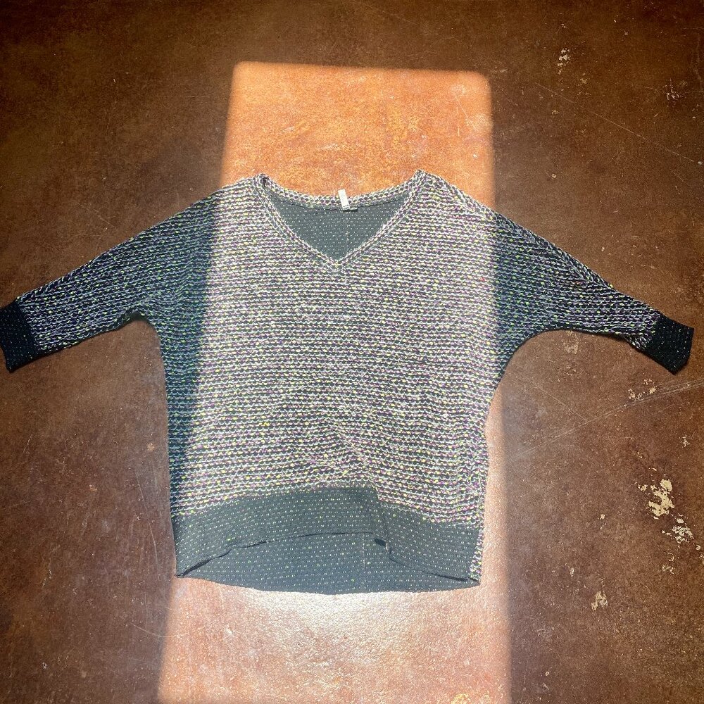 Kut From the Kloth Sweater Womens X-Large Knit 3/4 Sleeve Contrast V-Neck